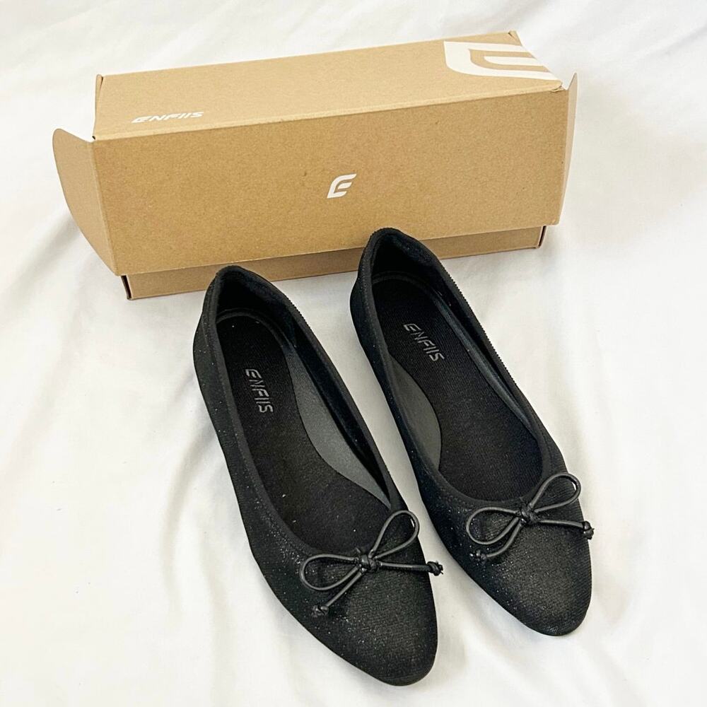Black Glitter Ballet Flats